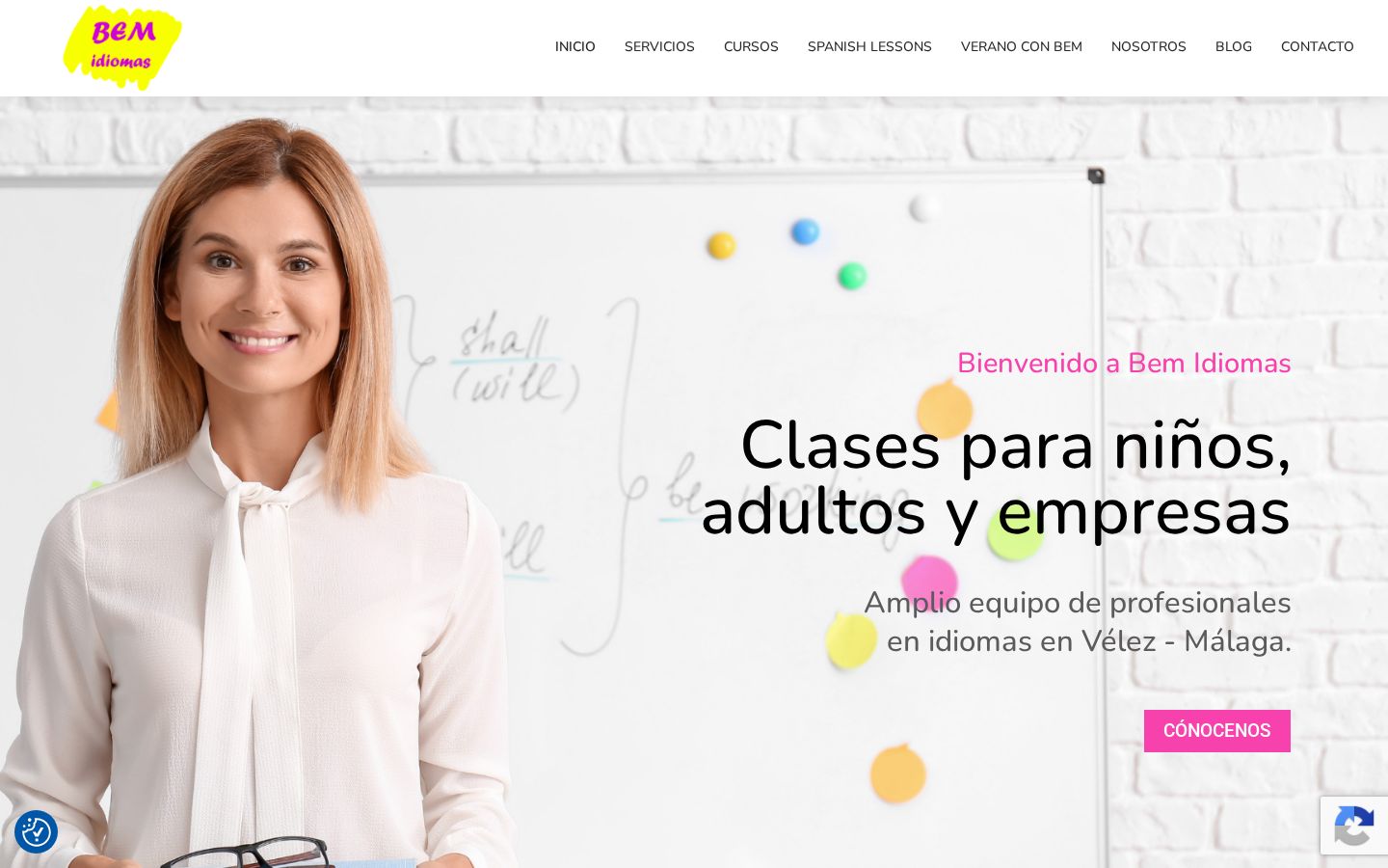 Captura de la web de Bem Idiomas
