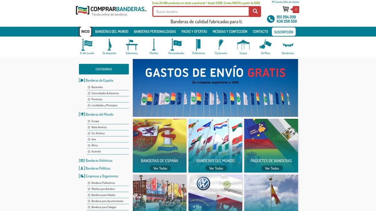 Captura de la web de Comprar Banderas