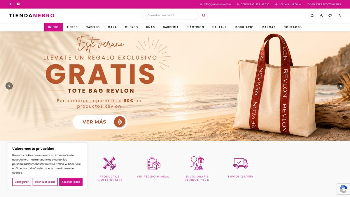Captura de la web de Tienda Nebro