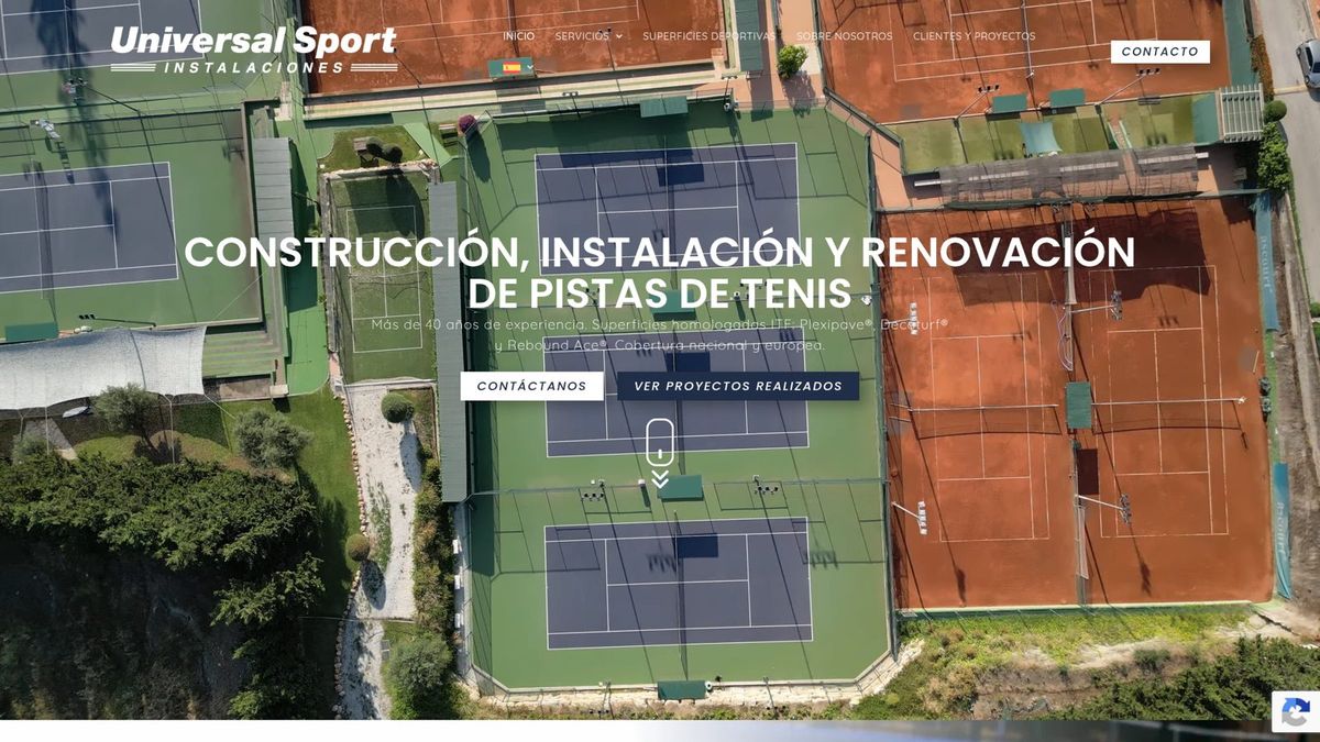 Captura de la web de Universal Sport Instalaciones realizada por Impresiona