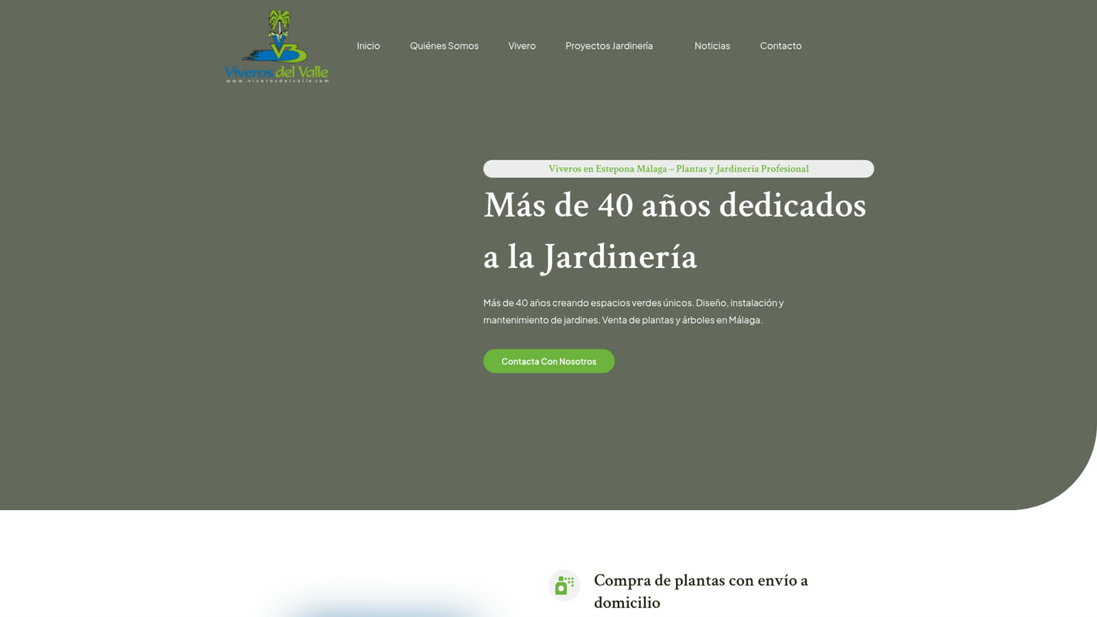 Captura de la web de Viveros del Valle