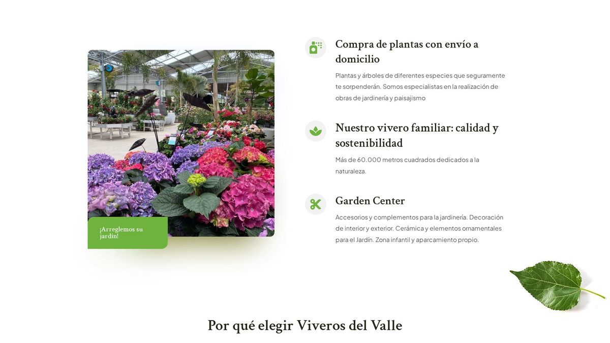 Captura de la web de Viveros del Valle